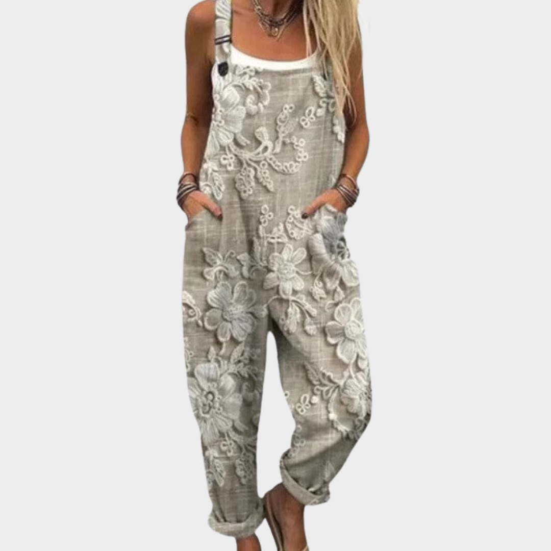 Κοντάρι overalls – χαλαρός στυλ σε χρώμα λουλουδιών