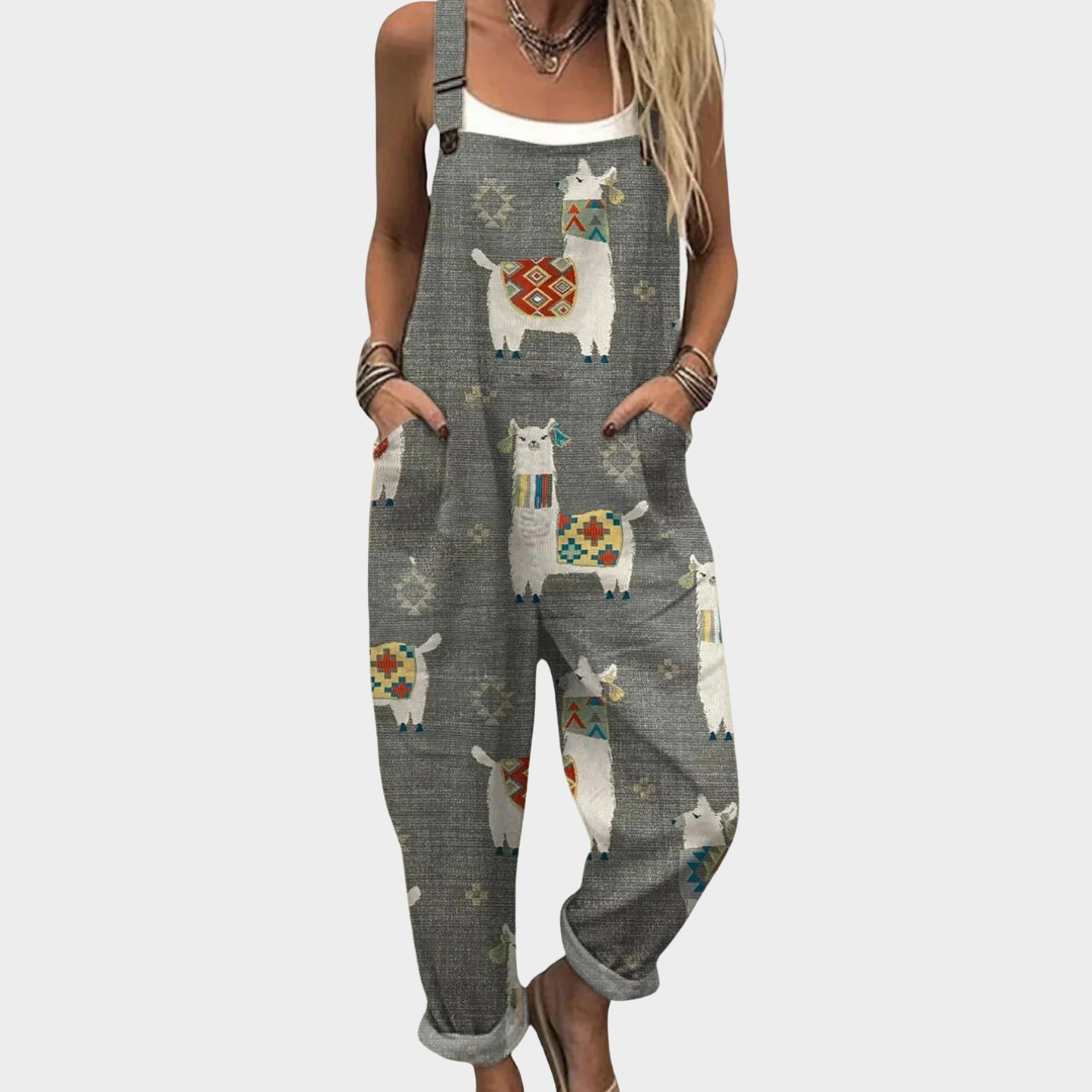 Κοντάρι overalls – γκρίζα λάμα και εθνοτική μοτίβα