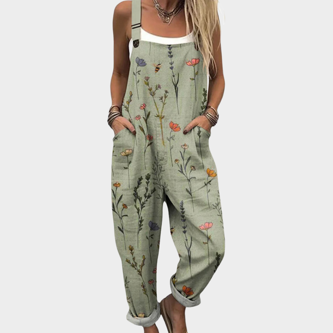 Κοντάρι overalls – ελαφρύ σχέδιο με ρουστίκ λουλούδια