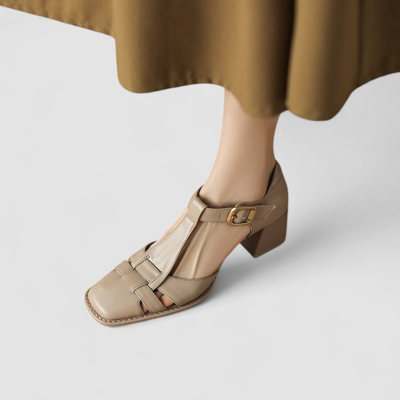 Elyxiana | Ορθοπεδικό T-strap Μπλοκ Τακούνι