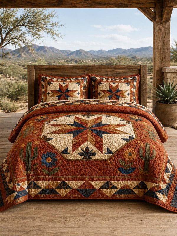H.PAI Western Star Patchwork Quilted 3-Piece Bedding Set