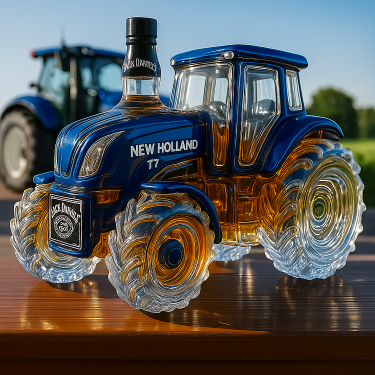 Κλασική φιάλη ουίσκι σε σχήμα τρακτέρ New Holland T7