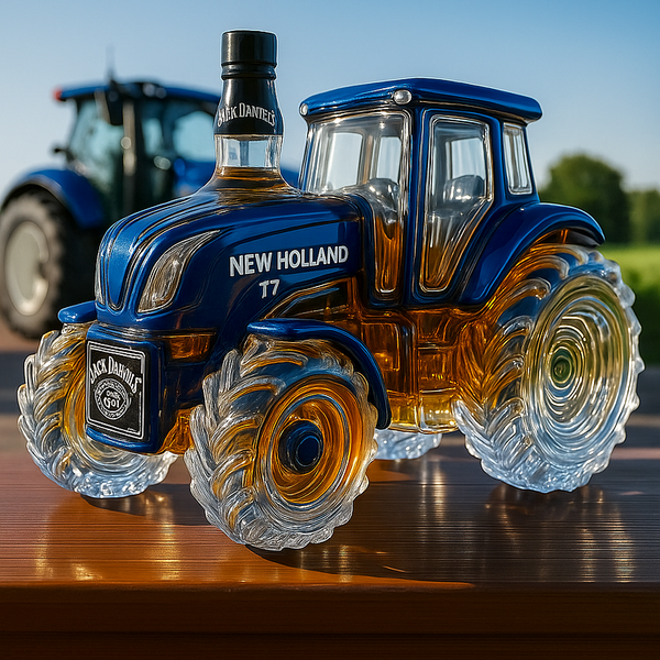 Κλασική φιάλη ουίσκι σε σχήμα τρακτέρ New Holland T7