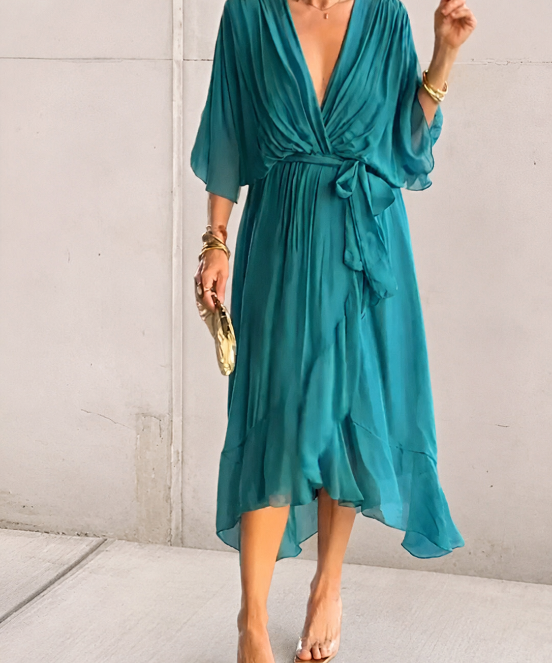 Αυγή | Φόρεμα midi από chiffon