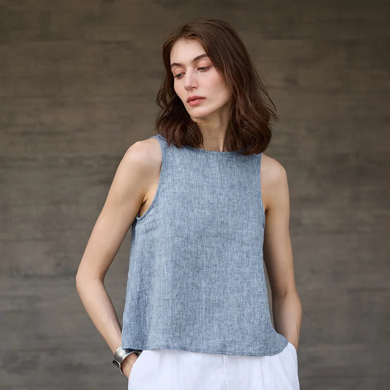Διπλής Όψης Chambray Καμβάς Γιλέκο