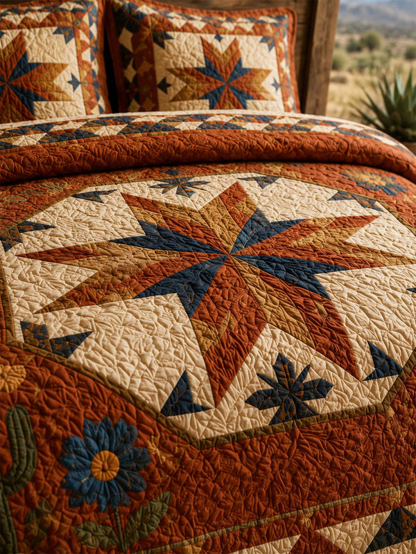 H.PAI Western Star Patchwork Quilted 3-Piece Bedding Set