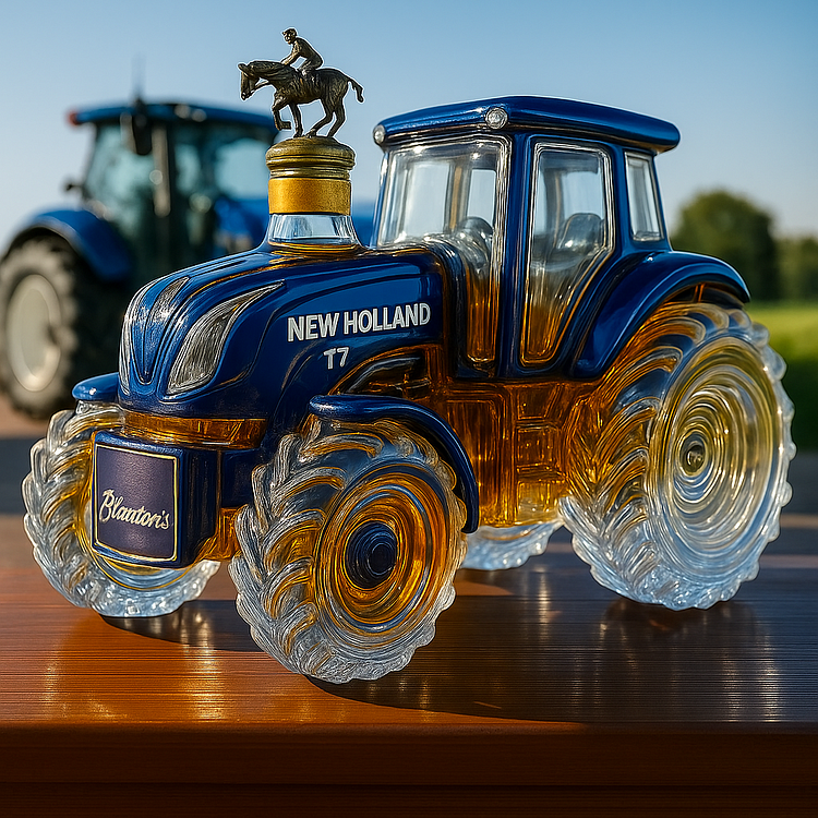 Κλασική φιάλη ουίσκι σε σχήμα τρακτέρ New Holland T7