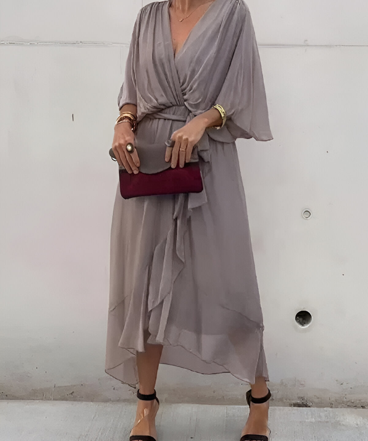 Αυγή | Φόρεμα midi από chiffon