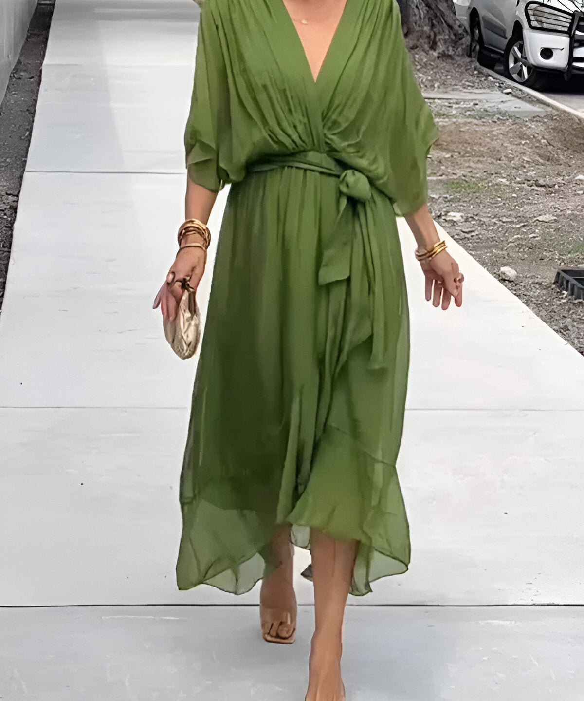Αυγή | Φόρεμα midi από chiffon